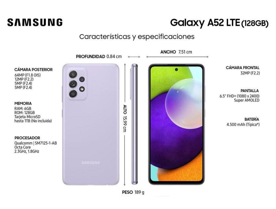 Samsung Galaxy A52 5G 128GB Morado Reuse Perú